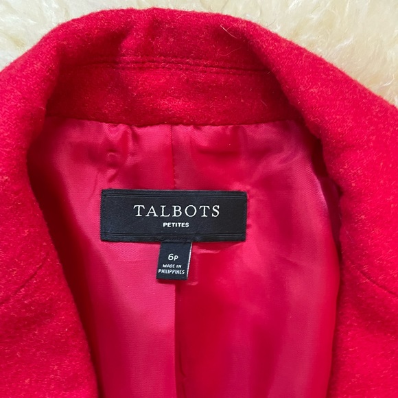 Talbots Wool Blend Notch Collar Equestrian Holiday 2 Button Blazer Christmas red - Picture 5 of 10